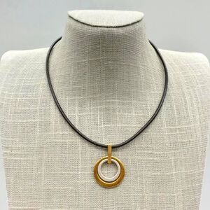 Lia Sophia Necklace Tuscany Modern Simple Two Tone Round Pendant 14 Inch